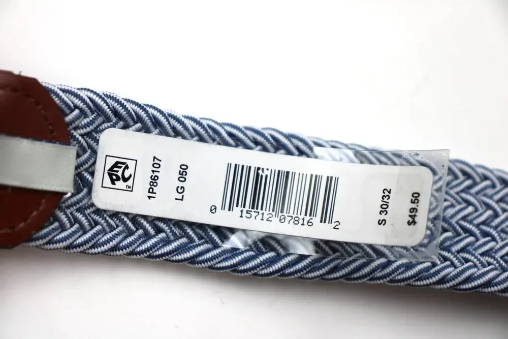 Perry Ellis Portfolio Belt Mens Size S 30/32 Blue Braided Woven Leather New